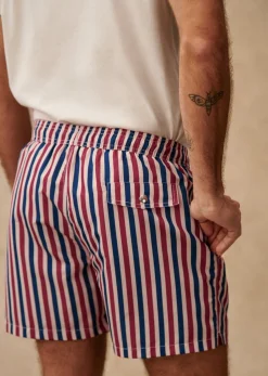 Online Sezane Badehose Stokes Streifen blau ecru rot