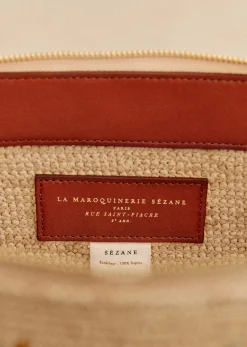 Outlet Sezane Beutel Simone Raphia Stickerei mehrfarbig