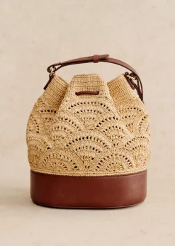 Outlet Sezane Bucket Bag Alma Raphia naturfarben