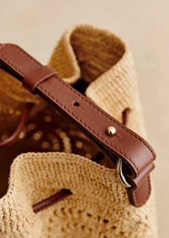 Outlet Sezane Bucket Bag Alma Raphia naturfarben