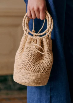 Best Sezane Bucket Bag Mini Capucine Raphia naturfarben