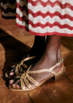 Discount Sezane Flache Sandalen Rosa