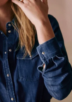 Sezane Hemd Alba Blau Denim