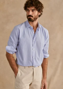 New Sezane Hemd Allen Weiß blaue Streifen