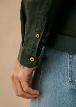 Hot Sezane Hemd Ellis Lin Dunkelgrün