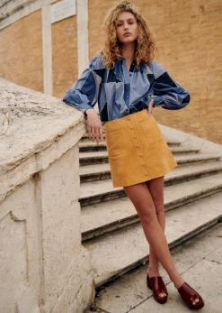 Sezane Hemd Lealys Patchwork Blau