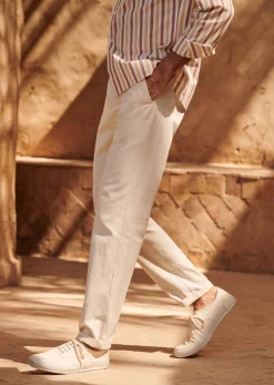 New Sezane Hose Danny Baumwolle Leinen Naturfarben