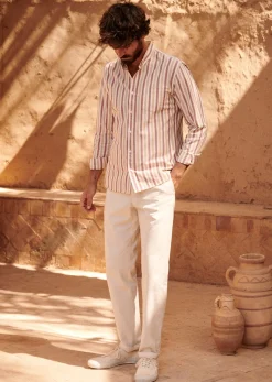 New Sezane Hose Danny Baumwolle Leinen Naturfarben