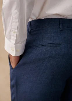 Sale Sezane Hose Kale Fischgrätmuster Blau