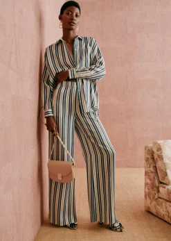 Online Sezane Hose Tiziano Streifen Grün Lila