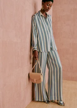 Online Sezane Hose Tiziano Streifen Grün Lila