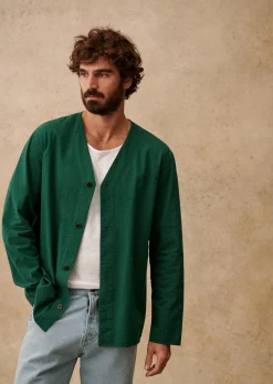 Hot Sezane Jacke Clément Seersucker Grün