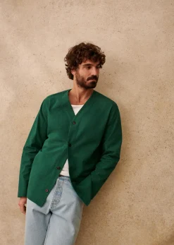 Hot Sezane Jacke Clément Seersucker Grün