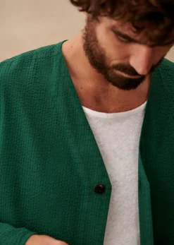 Hot Sezane Jacke Clément Seersucker Grün