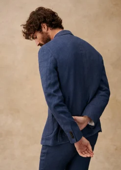 Hot Sezane Jacke Kale Fischgrätmuster Blau
