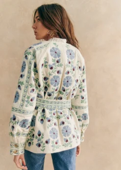 Hot Sezane Jacke Renato Ecru mehrfarbig