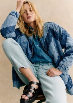 Hot Sezane Jacke Rony Denim Patchwork