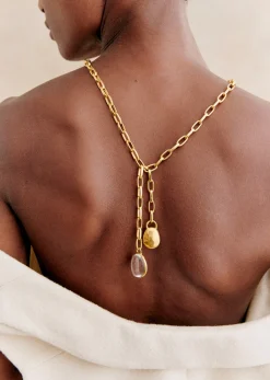 Online Sezane Kette Arya Transparent goldfarben