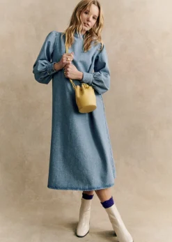 Clearance Sezane Kleid Aluzie Hellblau
