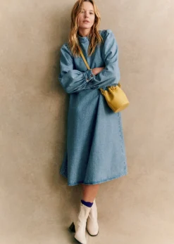 Clearance Sezane Kleid Aluzie Hellblau
