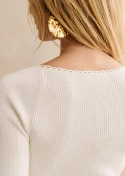 Online Sezane Kleid Amandine Ecru