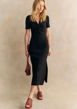 Outlet Sezane Kleid Elisa Schwarz