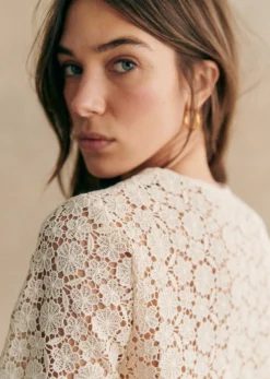 Best Sezane Kleid Enza Ecru
