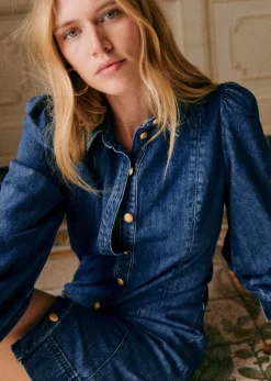 Outlet Sezane Kleid Eulalia Mittelblau