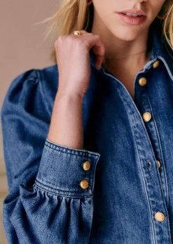Outlet Sezane Kleid Eulalia Mittelblau
