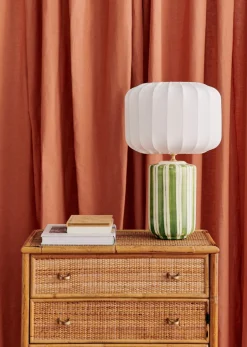 Sale Sezane Lampe Mezzo - Gestreift Grün Mezzo Lampenschirm - Ecrufarben