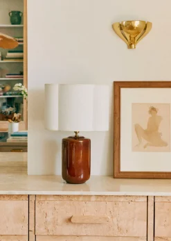 New Sezane Lampe Mezzo - Karamell Boléro Lampenschirm - Ecru Jute