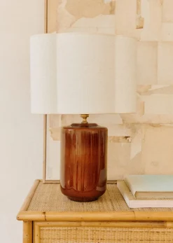 New Sezane Lampe Mezzo - Karamell Boléro Lampenschirm - Ecru Jute