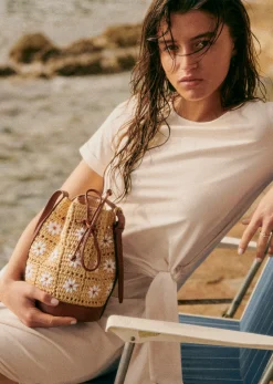 New Sezane Mini Bucket Bag Farrow Raphia
