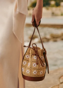 New Sezane Mini Bucket Bag Farrow Raphia