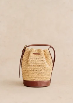 New Sezane Mini Bucket Bag Farrow Raphia