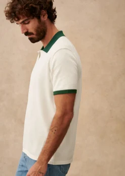 Sezane Polo-Shirt Nick Ecru / Grün
