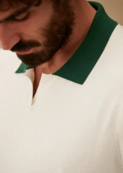 Sezane Polo-Shirt Nick Ecru / Grün