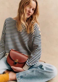 Online Sezane Pullover Daisy Naturfarben/Marineblau
