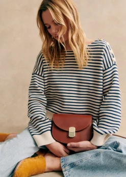 Online Sezane Pullover Daisy Naturfarben/Marineblau