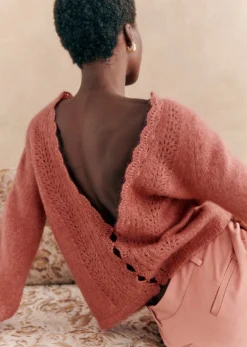 Clearance Sezane Pullover Marylis - Rosa Schöpfung Dunkles Rosenholz