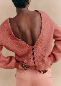 Clearance Sezane Pullover Marylis - Rosa Schöpfung Dunkles Rosenholz