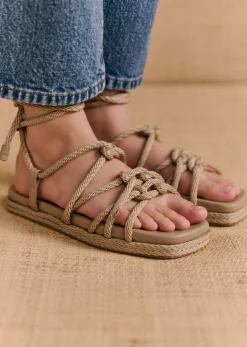 Hot Sezane Sandalen Low Malia Taupe