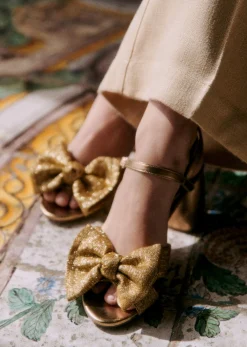 Sale Sezane Sandalen Teresa Vintage-Goldtextilien