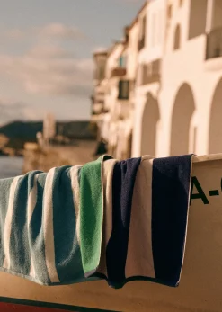 Best Sezane Strandtuch Positano Marineblau Grün
