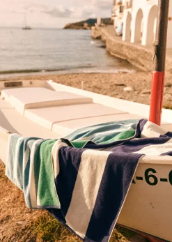 Best Sezane Strandtuch Positano Marineblau Grün