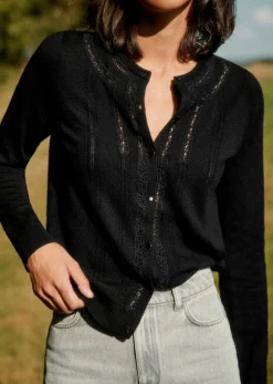 Outlet Sezane Strickjacke Eleanor Schwarz