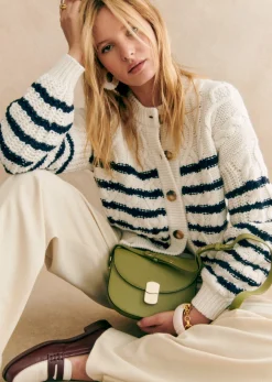 New Sezane Strickjacke Sean Ecru/Marineblau