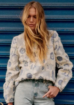 Outlet Sezane Sweatshirt Harlem Blau Vintage/Ecru