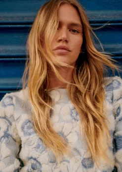 Outlet Sezane Sweatshirt Harlem Blau Vintage/Ecru