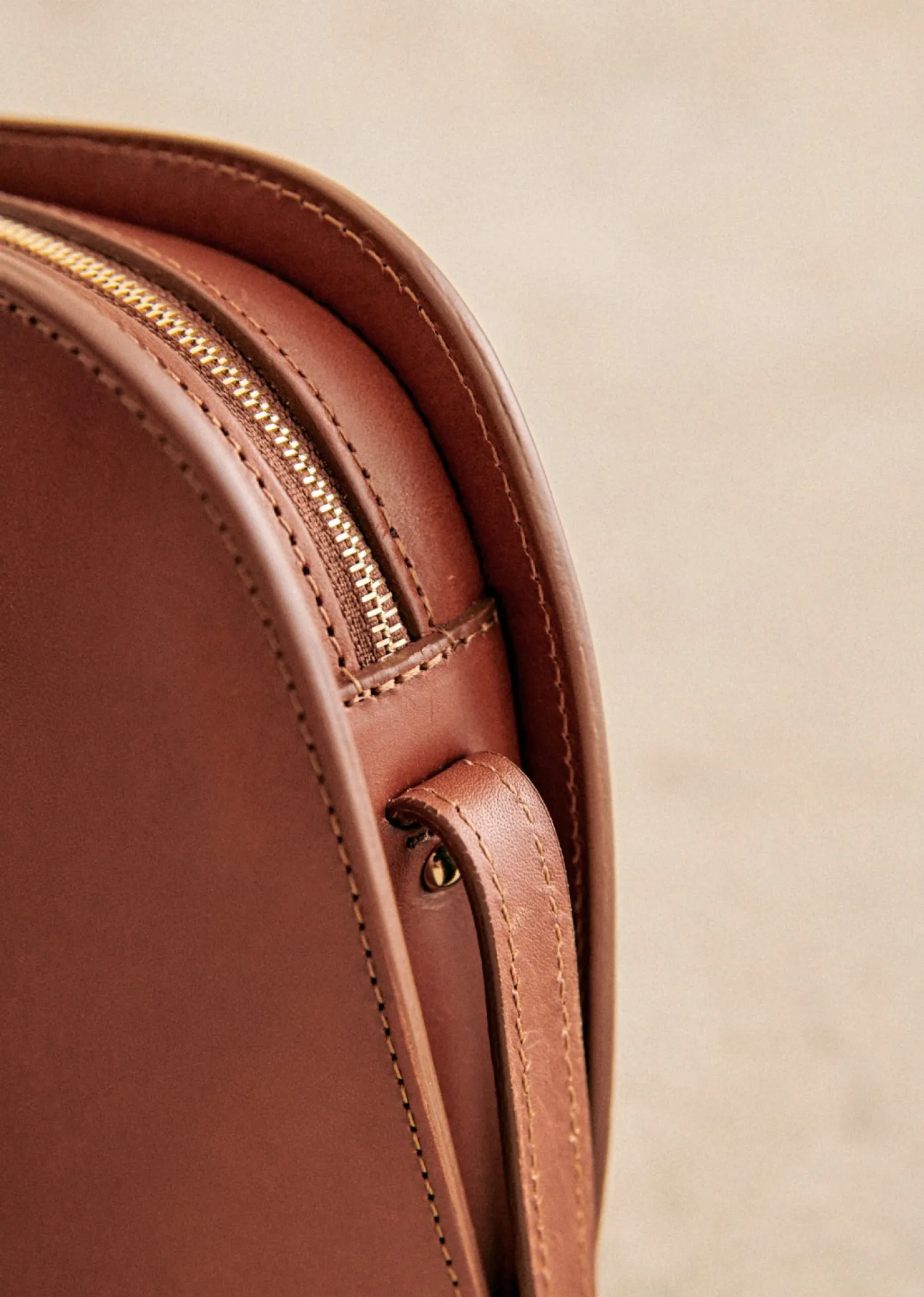 Clearance Sezane Tasche Victor Heritage Camel glatt Héritage